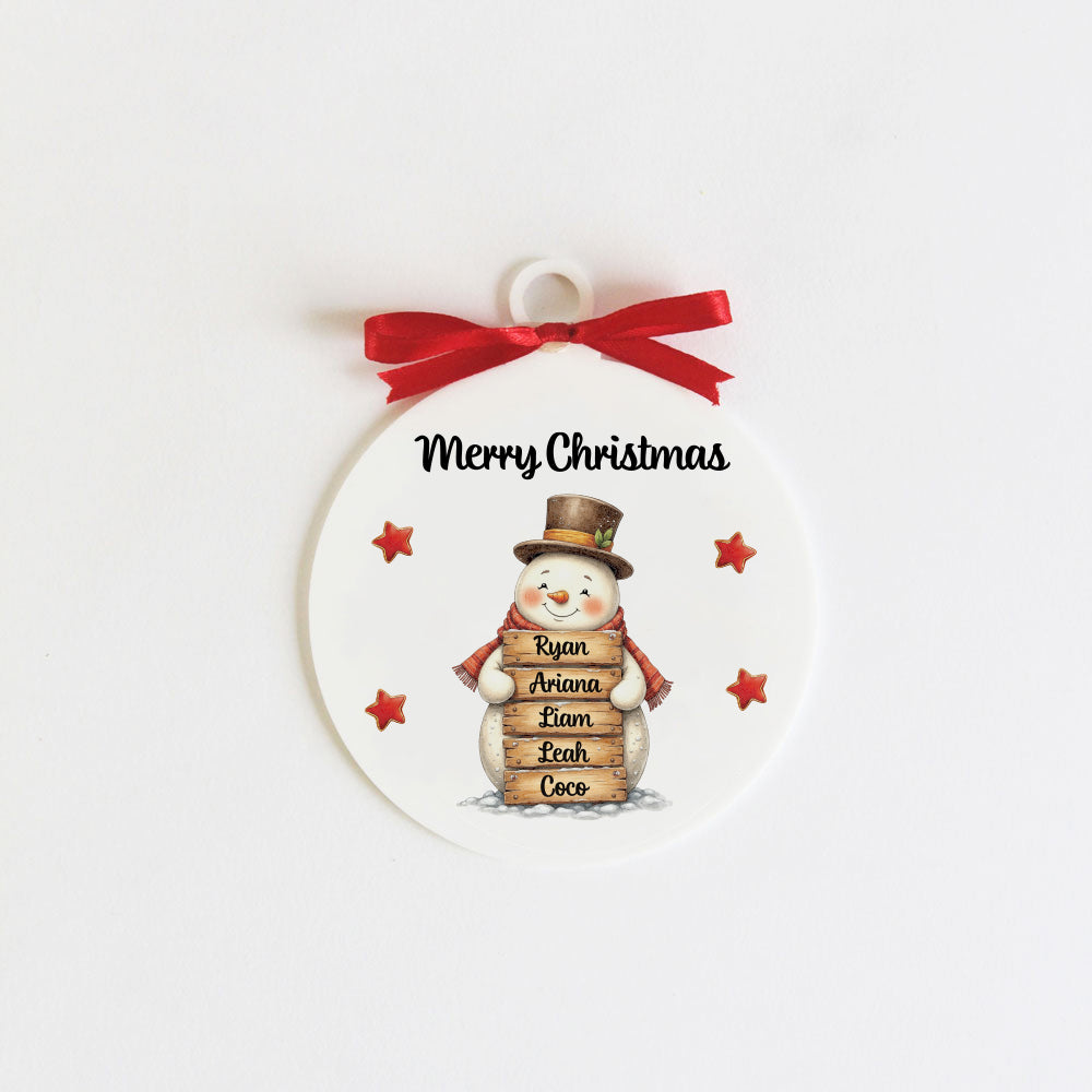 Snowman Christmas Family Ornament - 5 people
