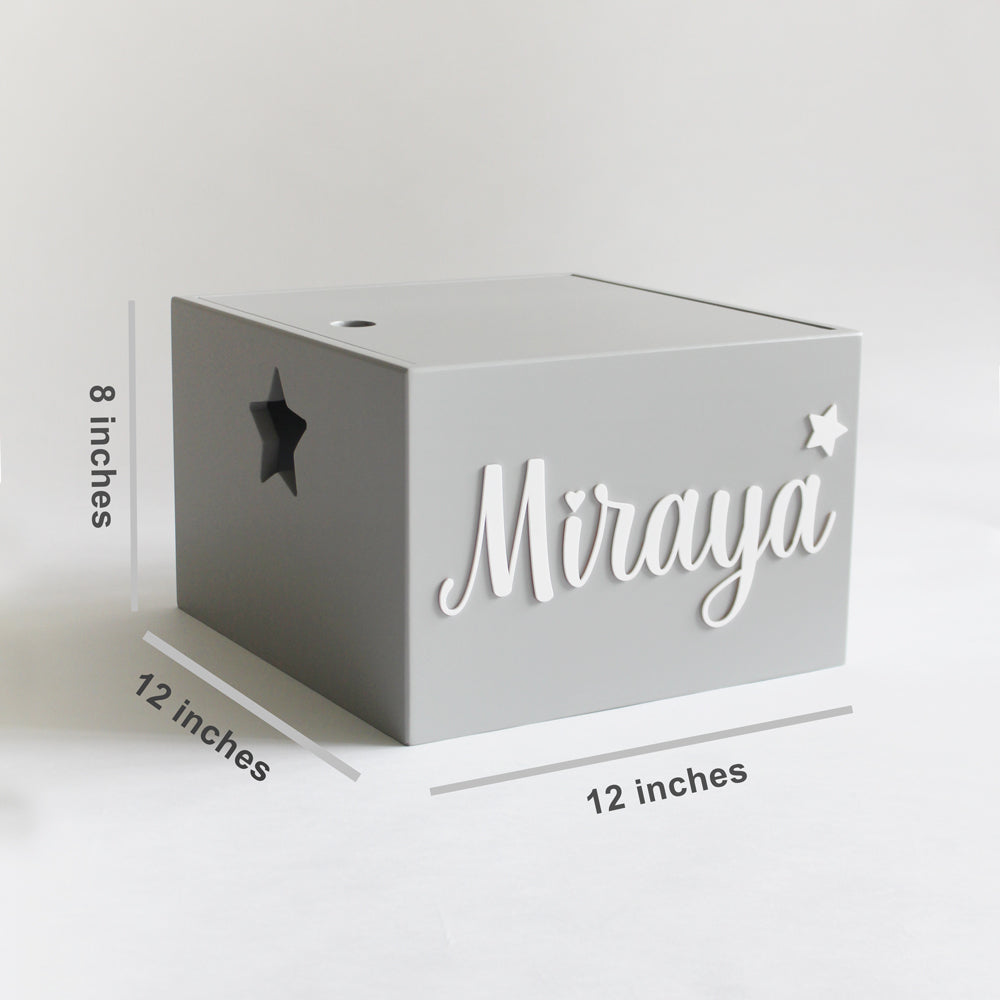 Personalized Star Box Cursive - Grey