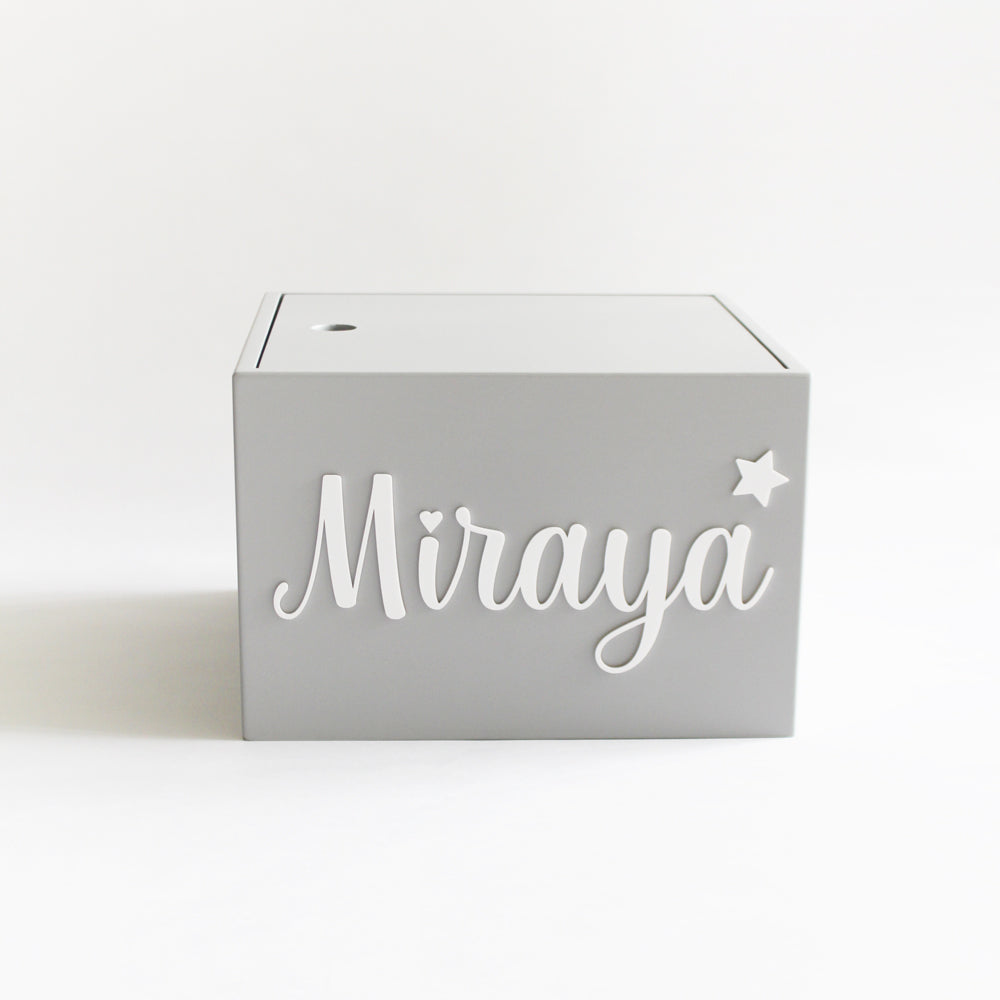 Personalized Star Box Cursive - Grey