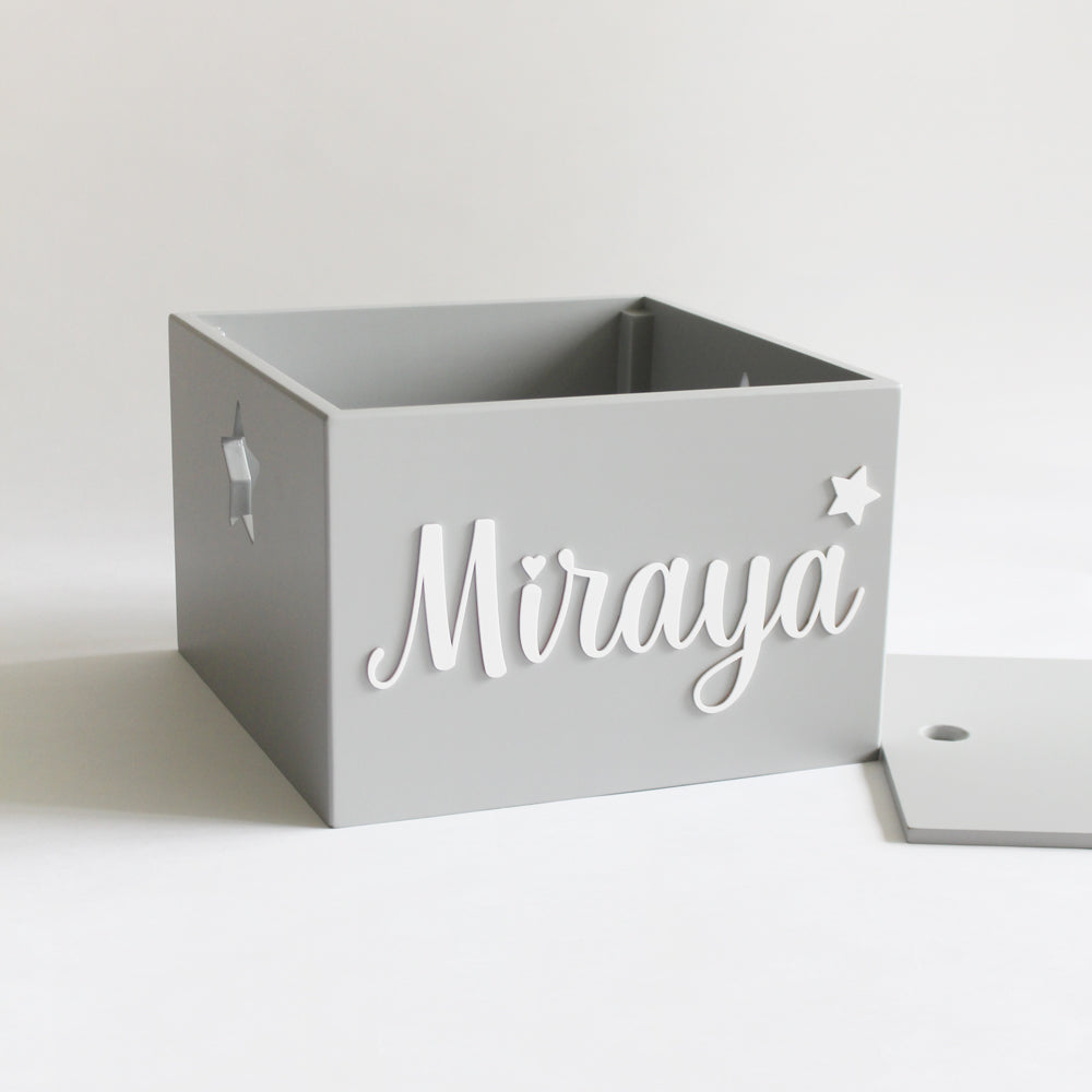Personalized Star Box Cursive - Grey