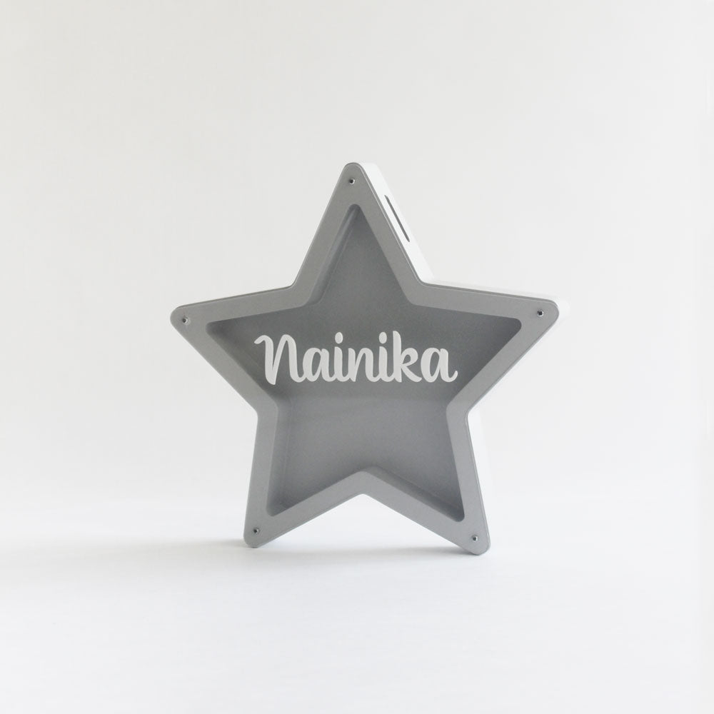 Star Piggy Bank - Grey