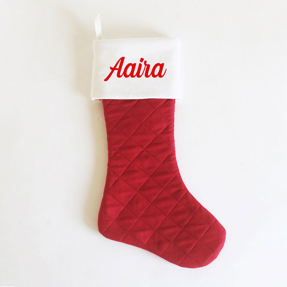 Personalized Stocking - White Top & Red Bottom