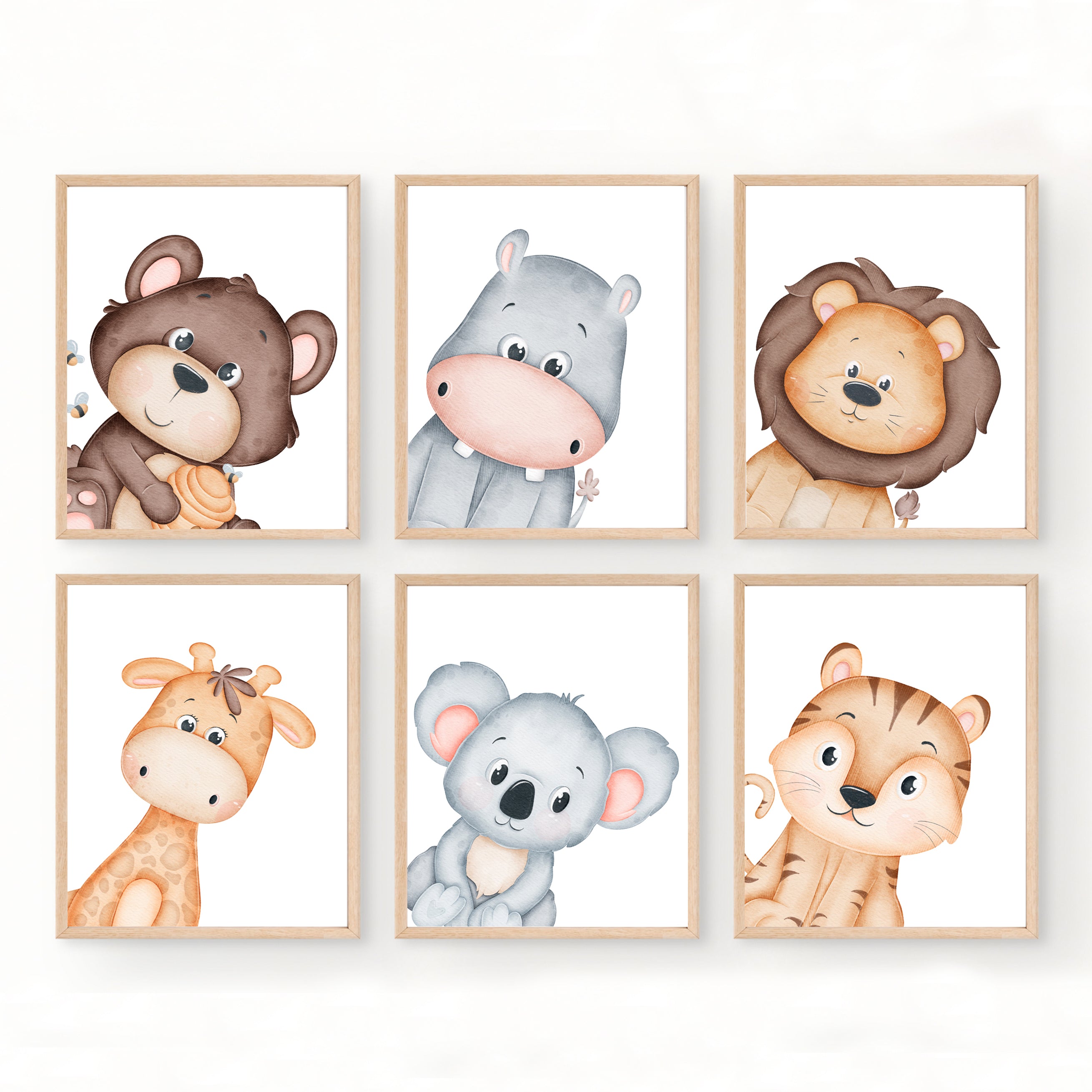 Peek-a-Boo Jungle Frames Set - White