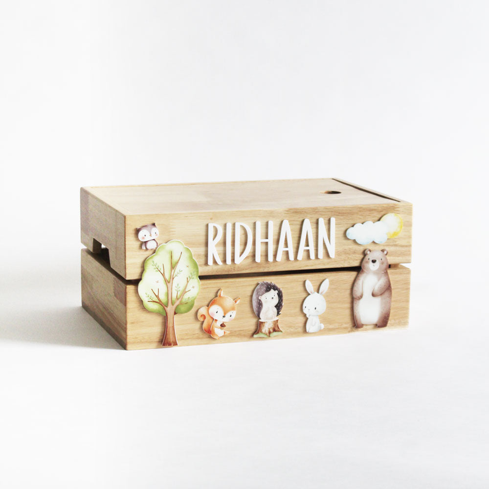 Personalized Wooden Box - Woodland Theme