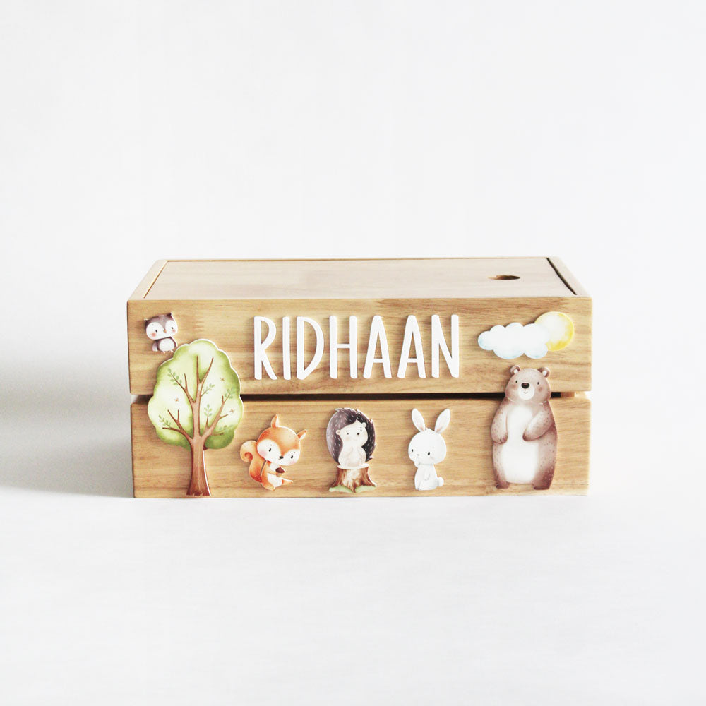 Personalized Wooden Box - Woodland Theme