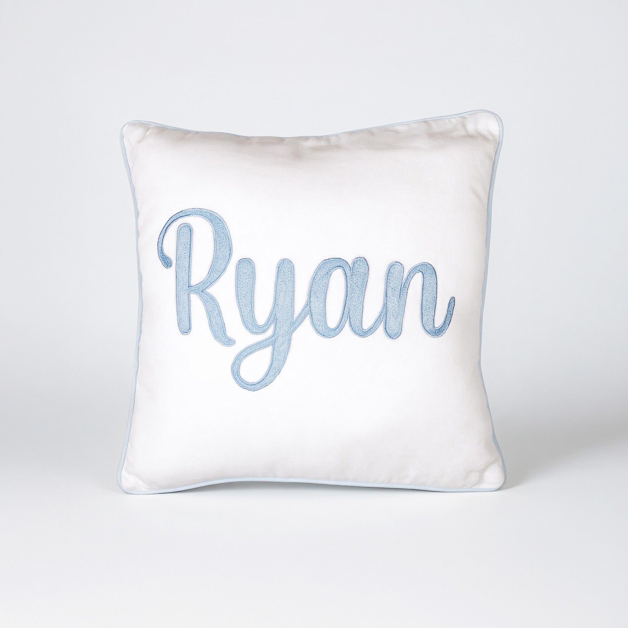 Name Square Cushion - Cursive - Blue