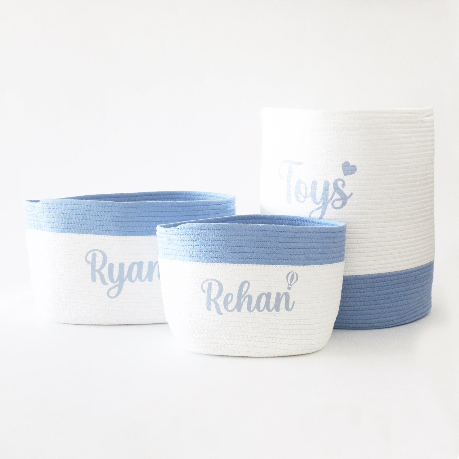 Personalized Storage Basket - Set of 3 - Blue