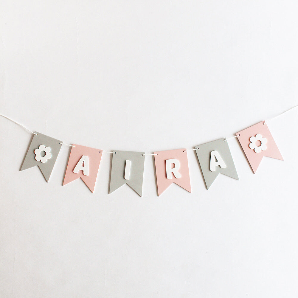 Flag Bunting - Pink & Grey