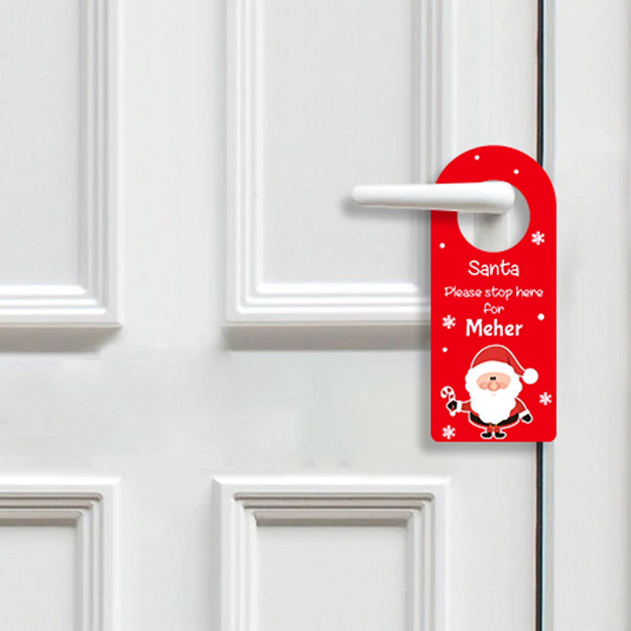 Santa Stop Here Door Hanger - Red
