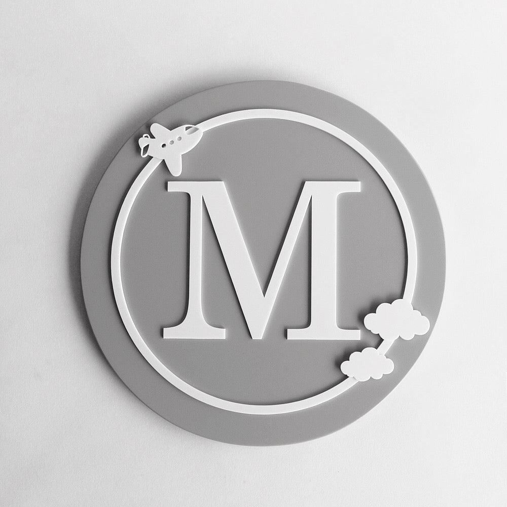 Name Sign Block Initial - Cloud Theme