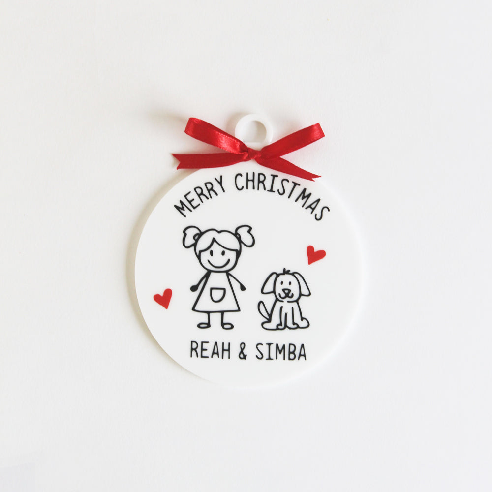 Christmas Doodle Ornament - 2 People/Pets