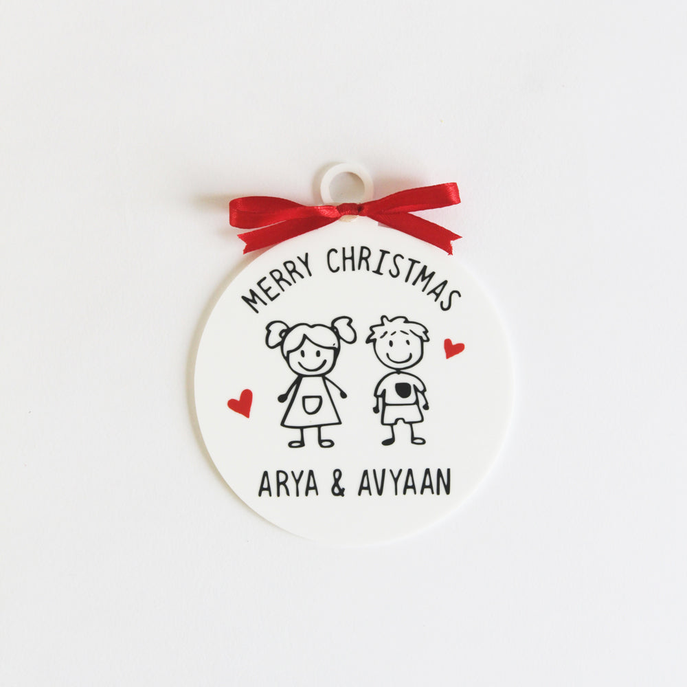 Christmas Doodle Ornament - 2 People/Pets