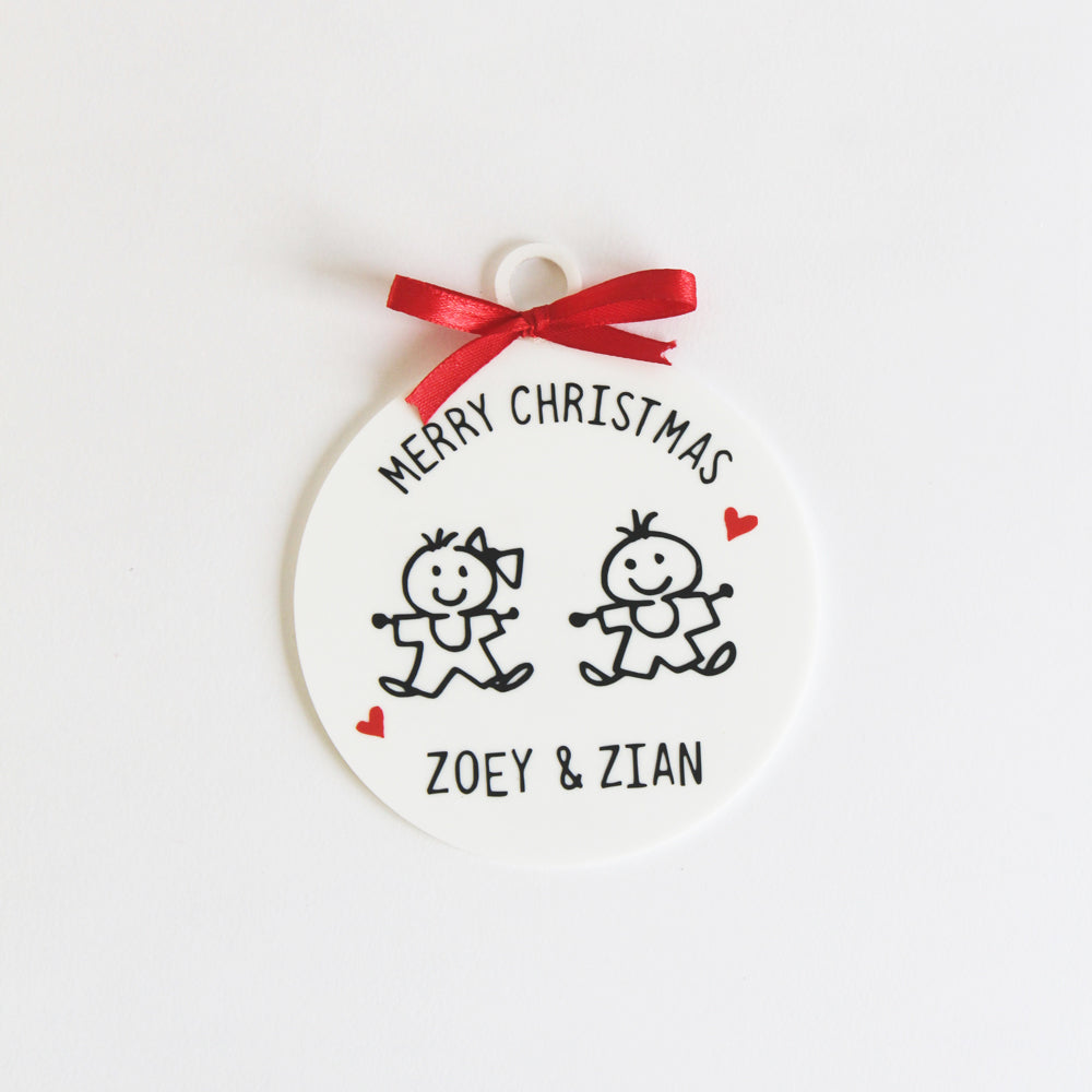 Christmas Doodle Ornament - 2 People/Pets
