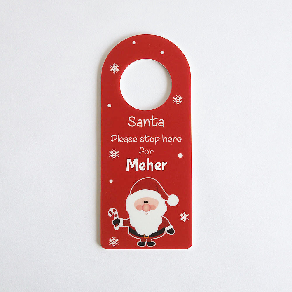 Santa Stop Here Door Hanger - Red
