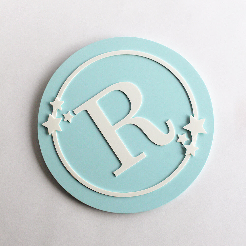 Name Sign Block Initial - Star Theme