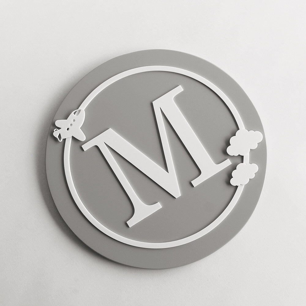 Name Sign Block Initial - Cloud Theme