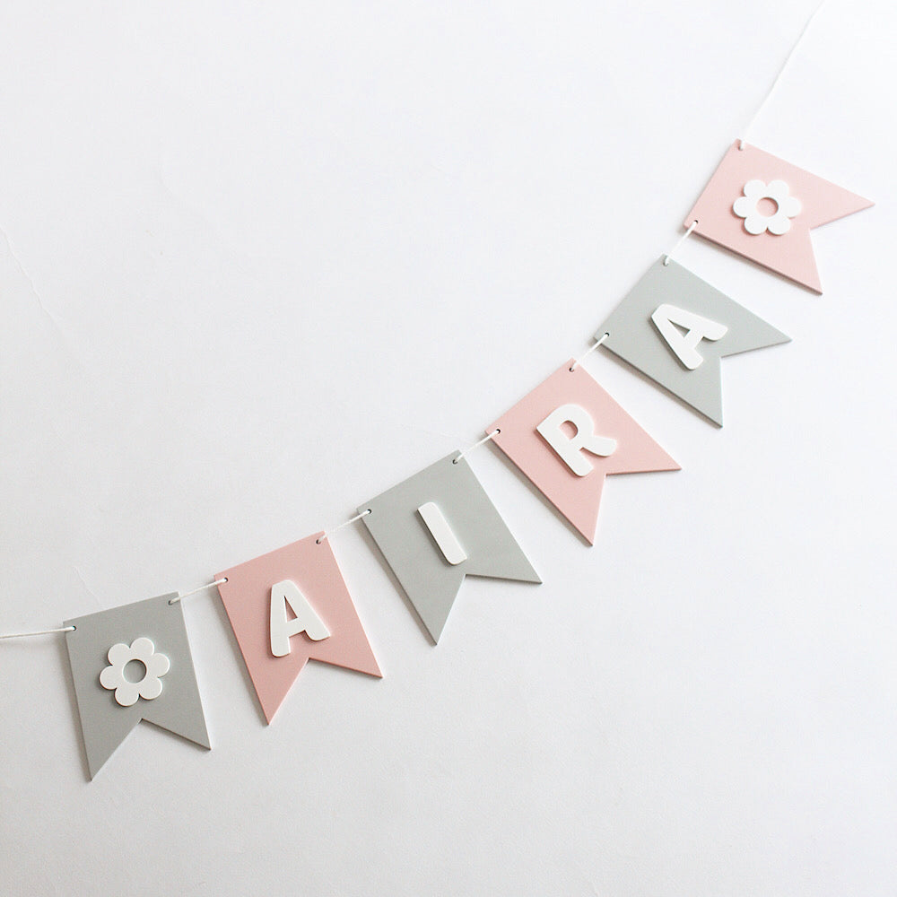 Flag Bunting - Pink & Grey