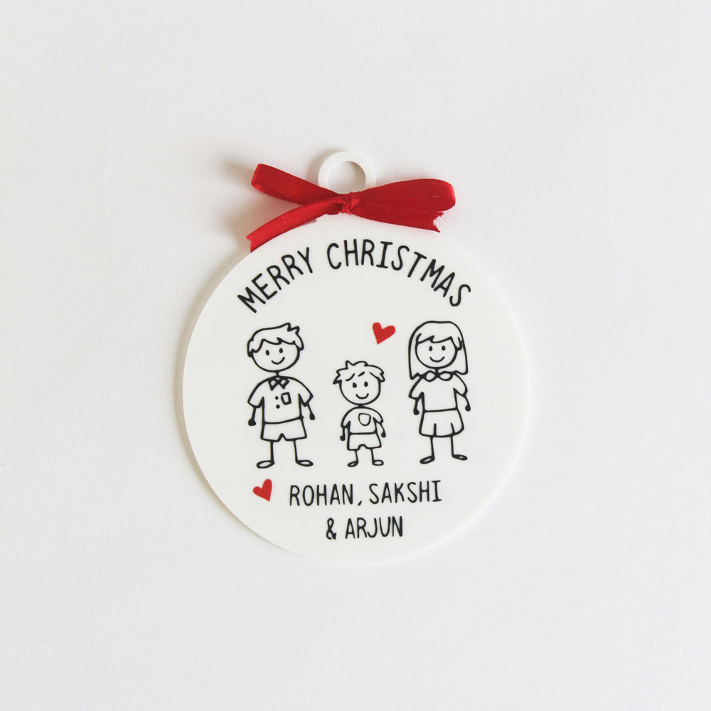 Christmas Doodle Ornament - 3 People/Pets