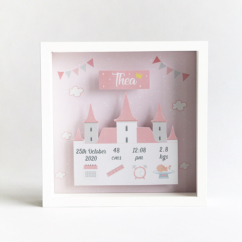 Shadow Box Birth Statistics Frame - Princess
