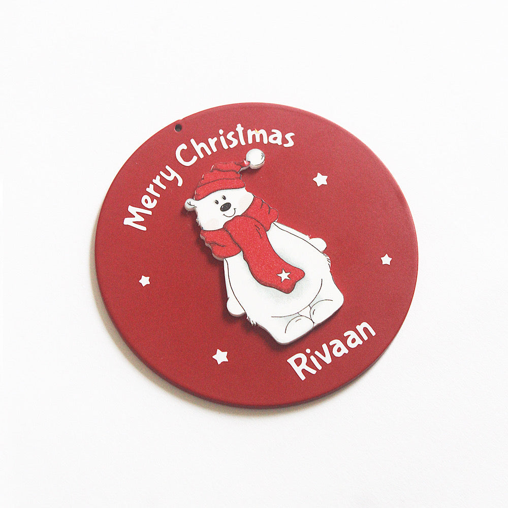 Red Christmas Ornament - Polar Bear