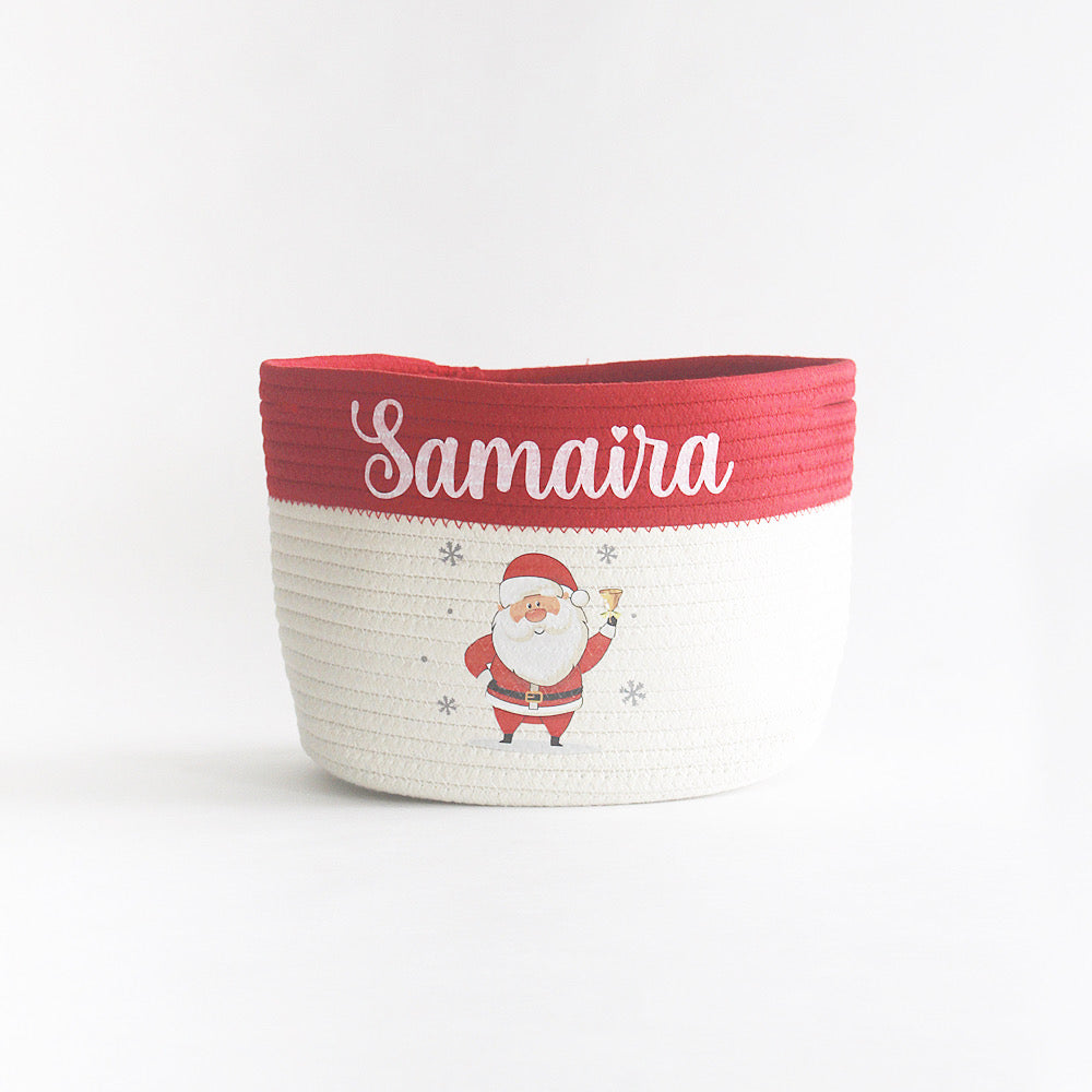 Christmas Basket - Small - Santa - Red/Off White