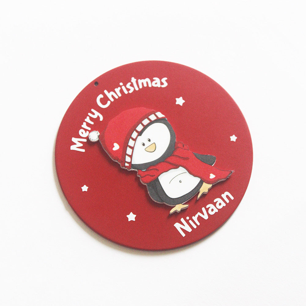 Red Christmas Ornament - Penguin