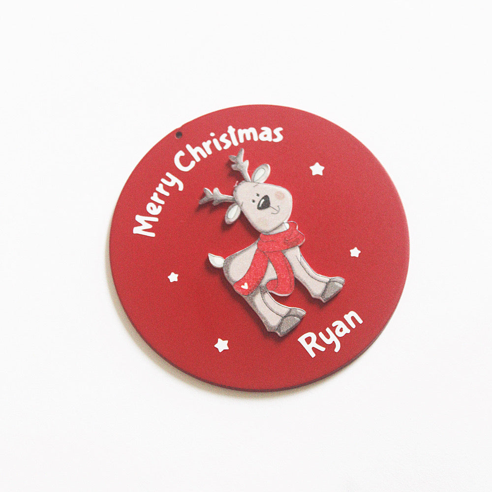 Red Christmas Ornament - Reindeer