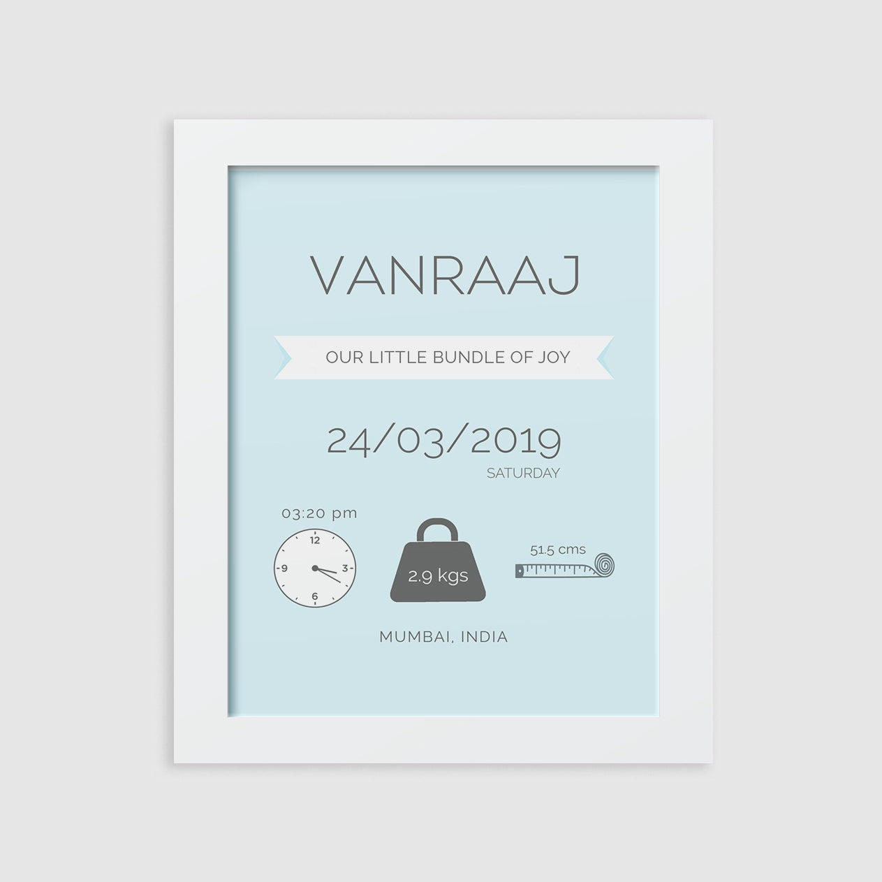 Birth Statistics Frame - Modern
