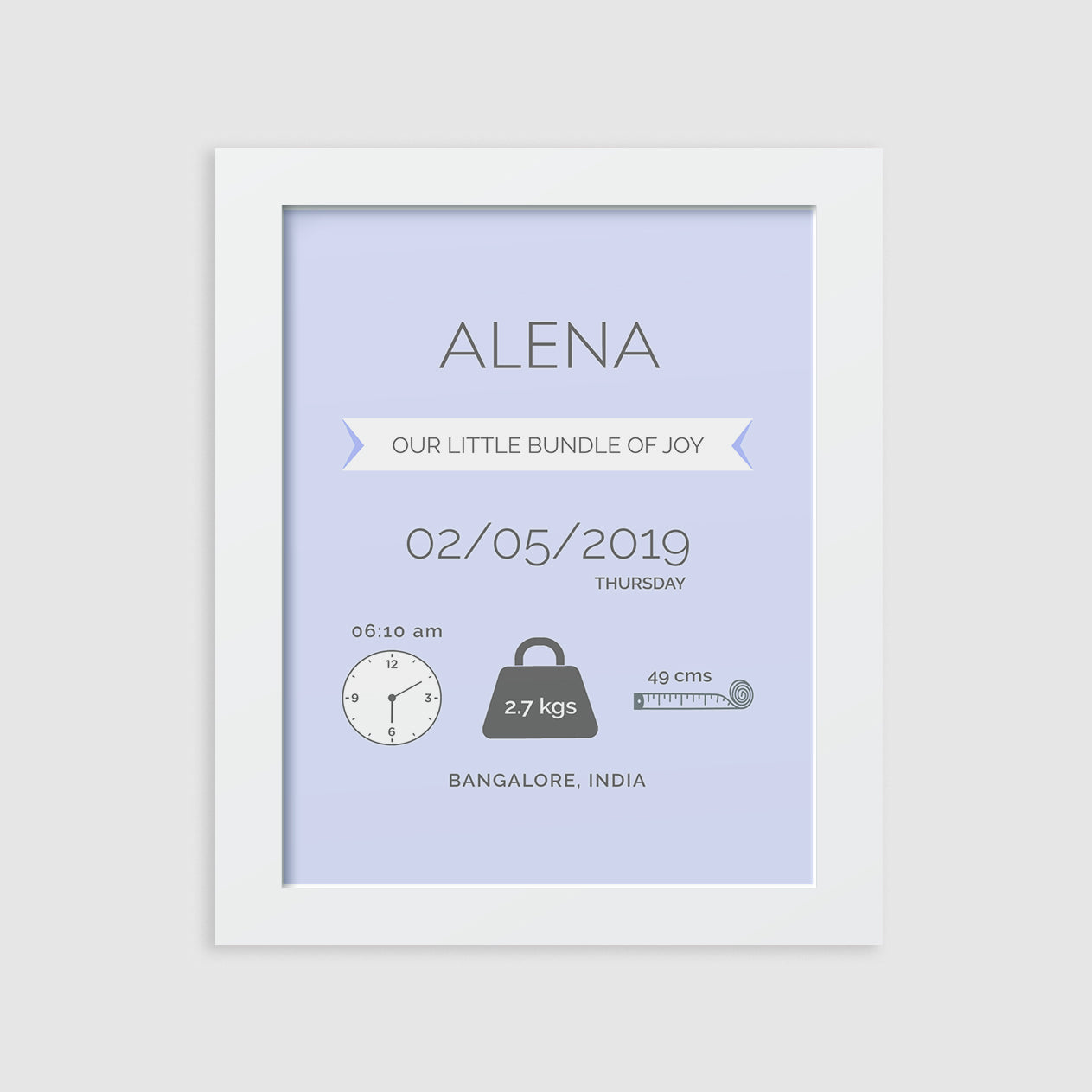 Birth Statistics Frame - Modern