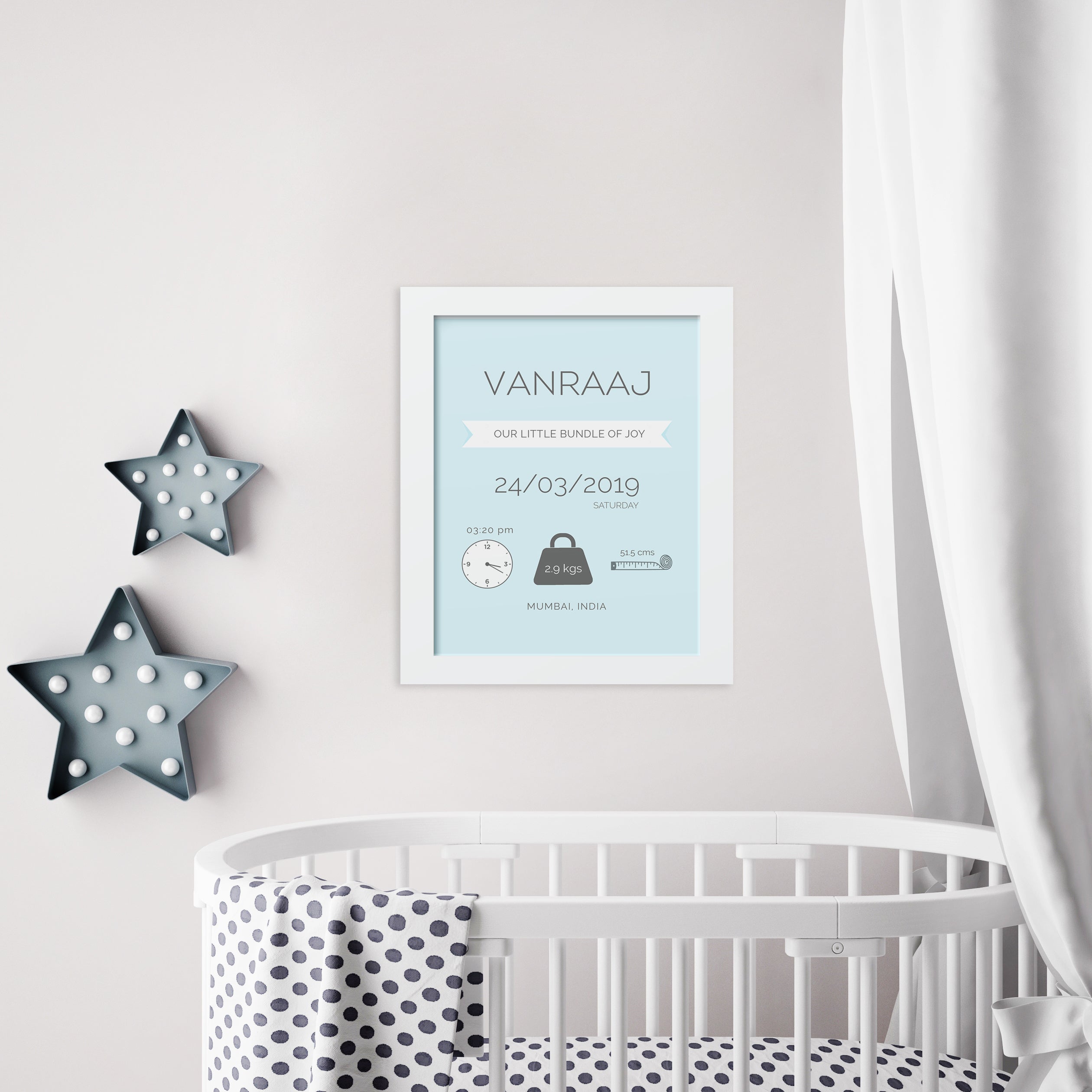 Birth Statistics Frame - Modern