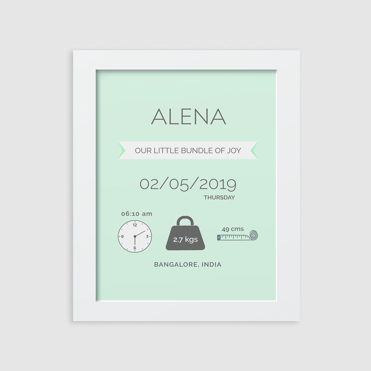 Birth Statistics Frame - Modern