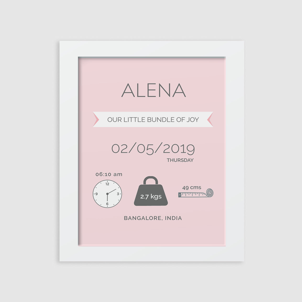 Birth Statistics Frame - Modern