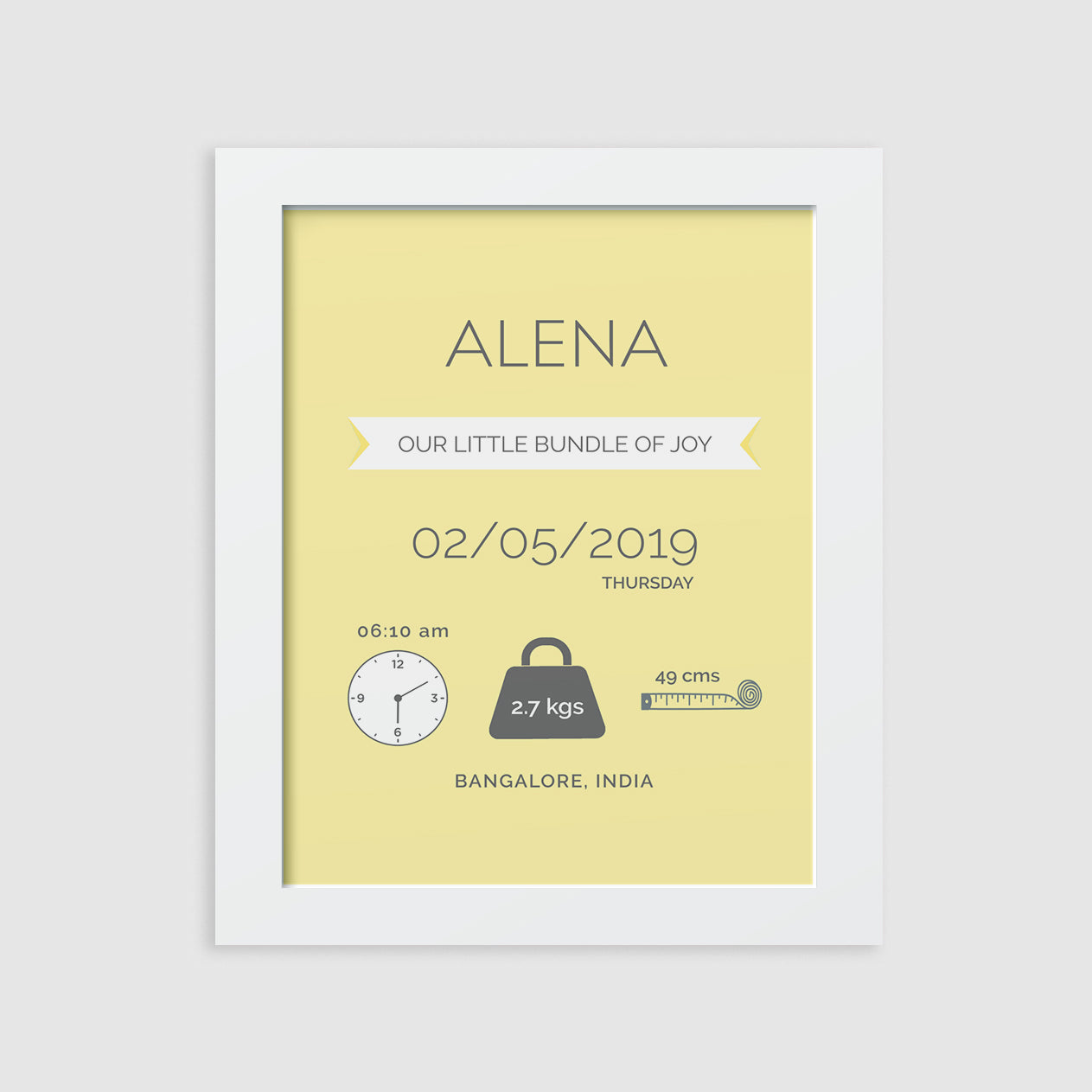 Birth Statistics Frame - Modern