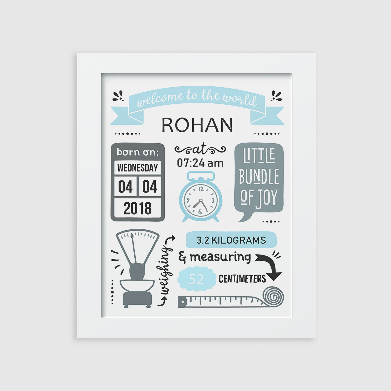 Birth Statistics Frame - Retro