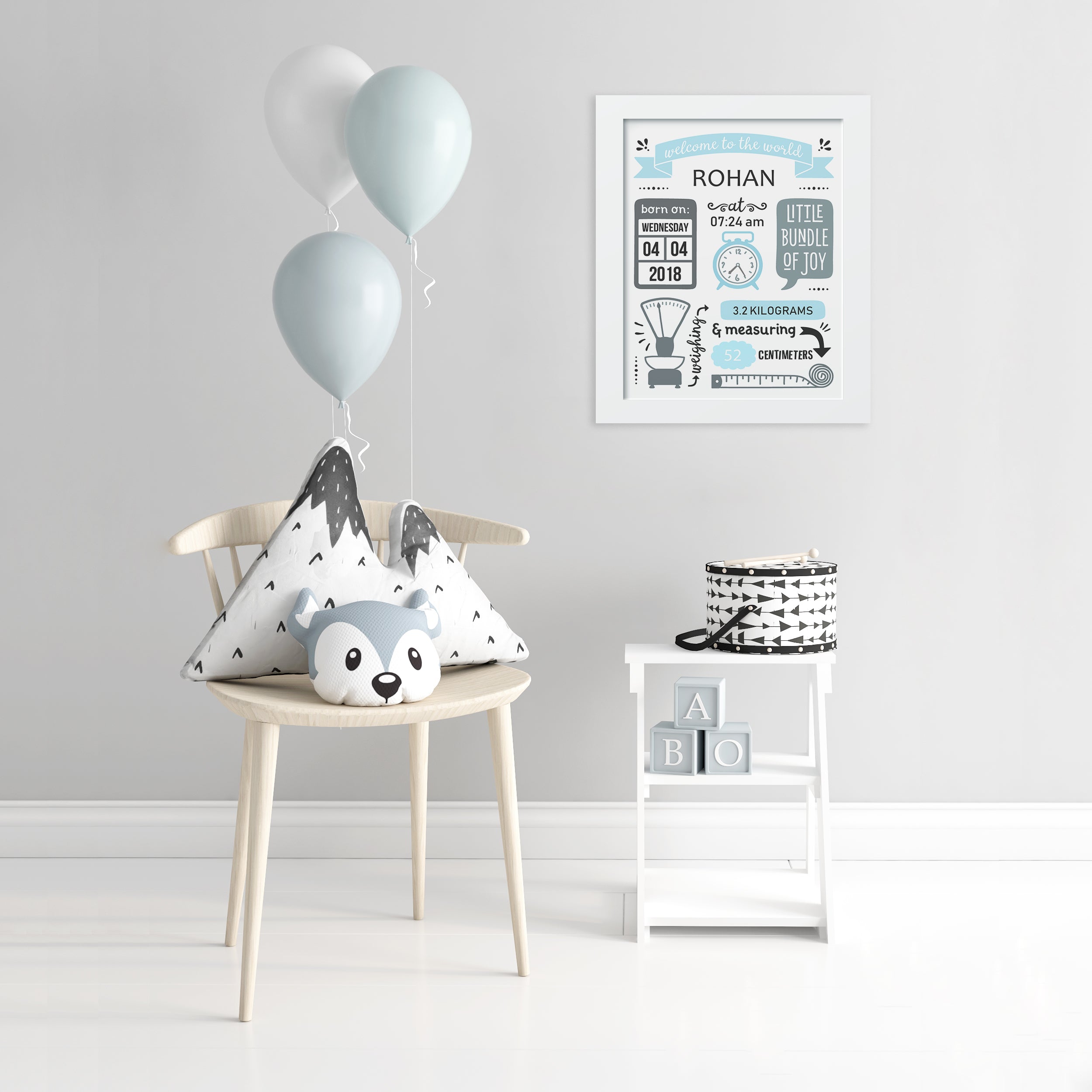 Birth Statistics Frame - Retro