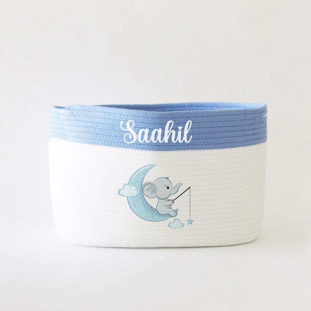 Personalized Storage Basket - Medium - Ellie Theme - Blue
