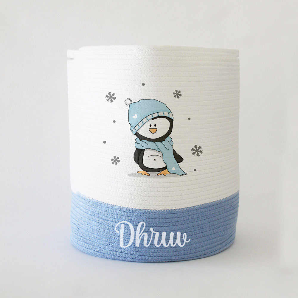 Christmas Basket - Large - Penguin - Blue