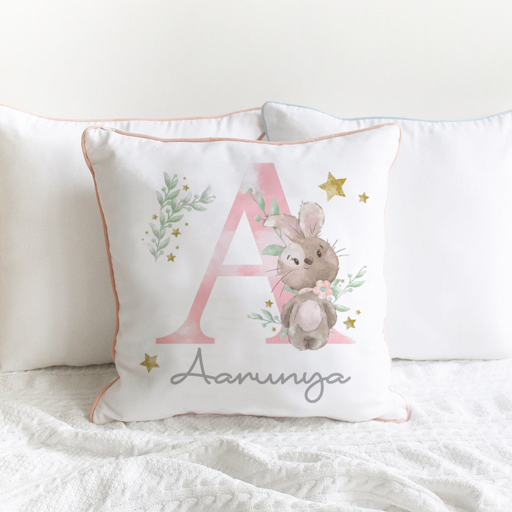 Bunny Initial Cushion - Pink