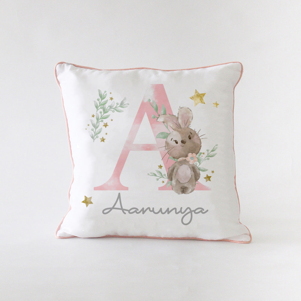 Bunny Initial Cushion - Pink