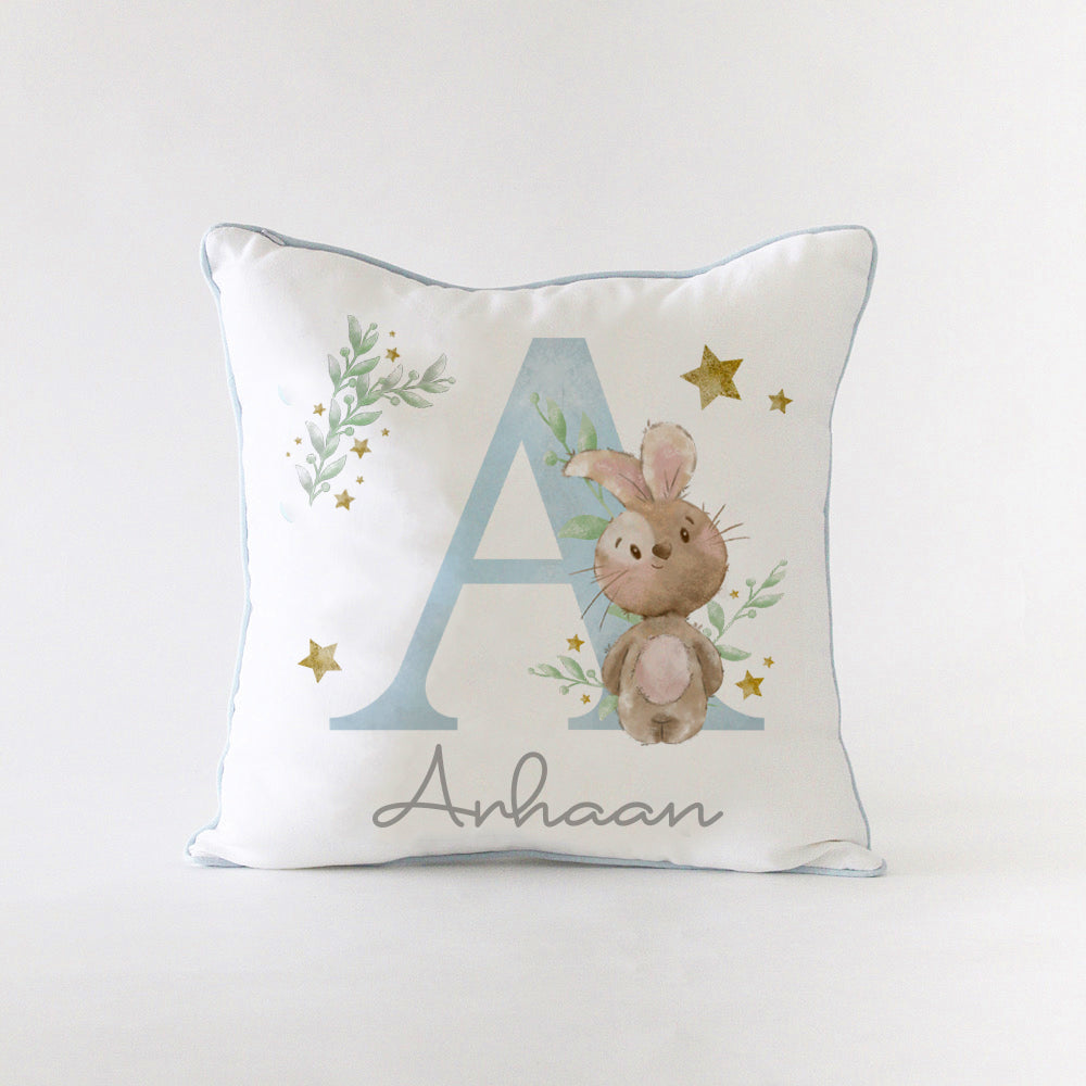 Bunny Initial Cushion - Blue