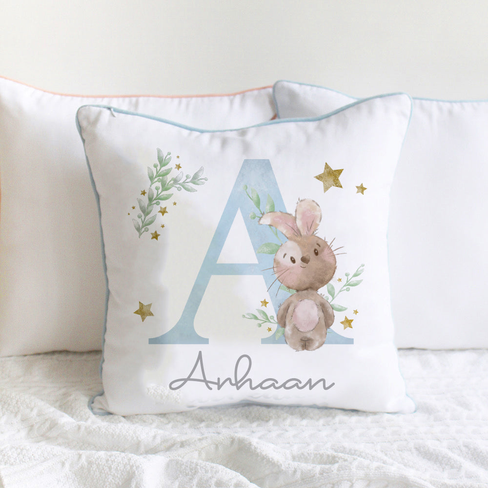Bunny Initial Cushion - Blue