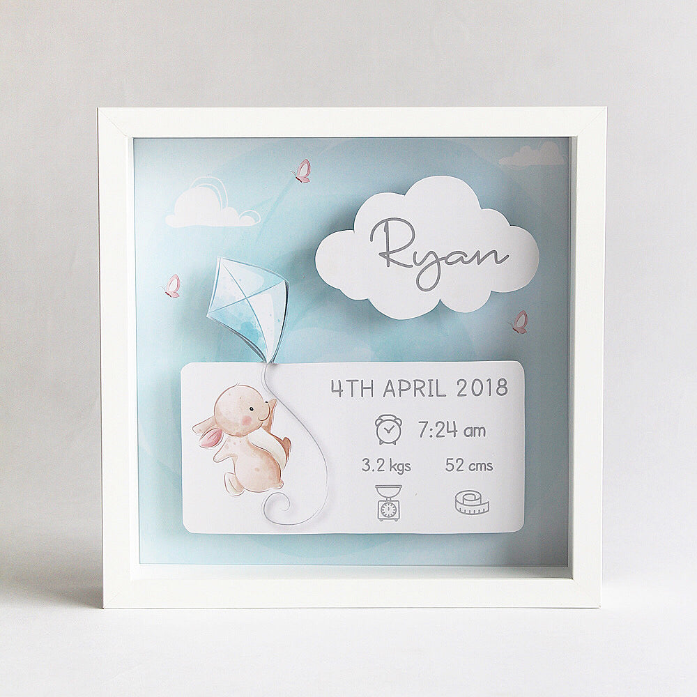 Shadow Box Birth Statistics Frame - Kite
