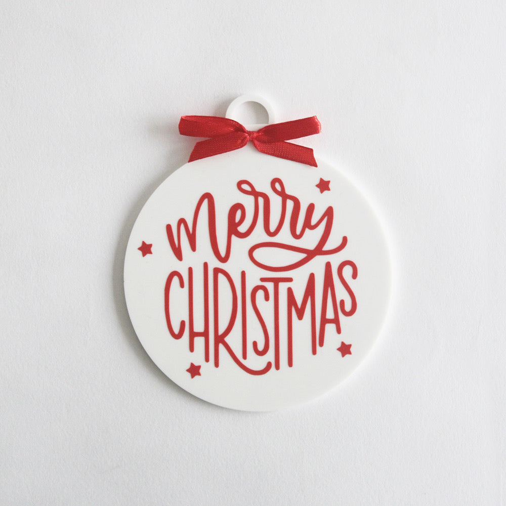 Merry Christmas Ornament - Red