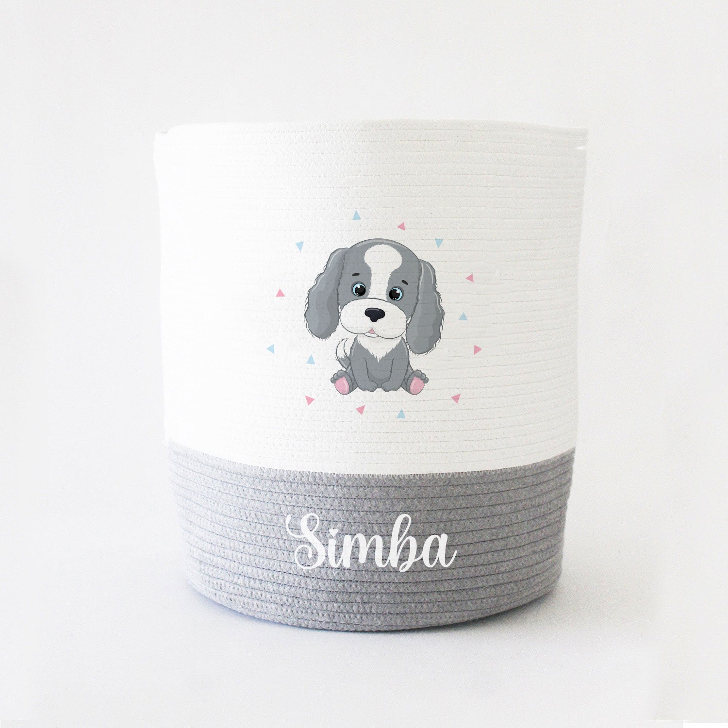 Storage Basket - Large - Puppy Theme - Grey