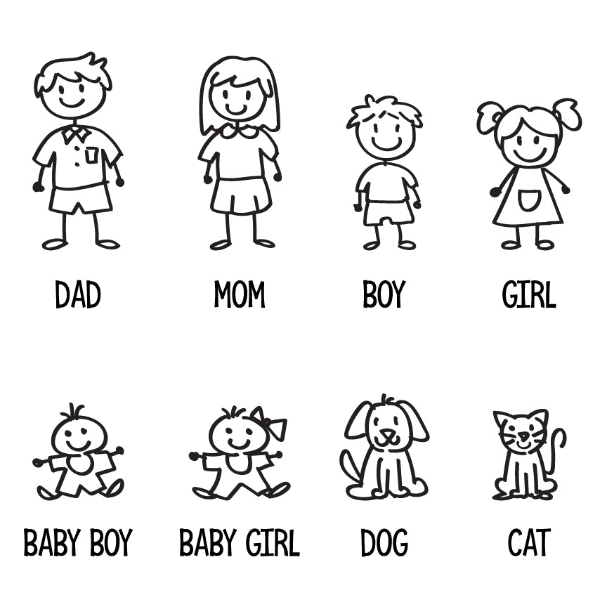 Christmas Doodle Ornament - Family of 4 people