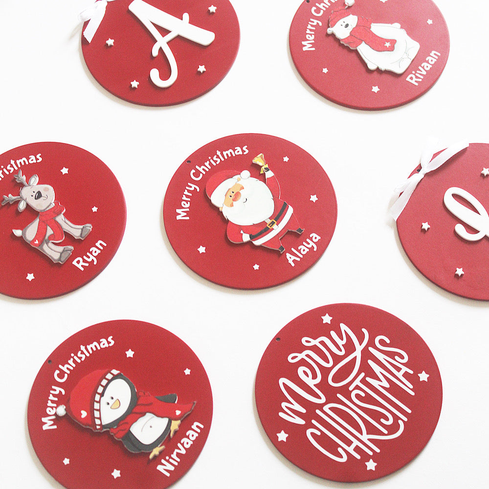 Red Initial Christmas Ornament