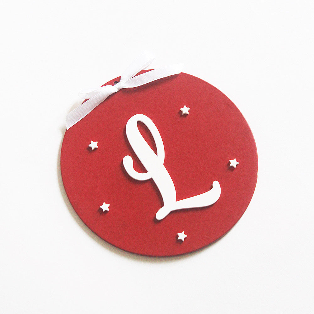Red Initial Christmas Ornament