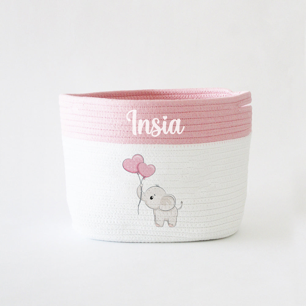Personalized Storage Basket - Small - Ellie Theme - Pink