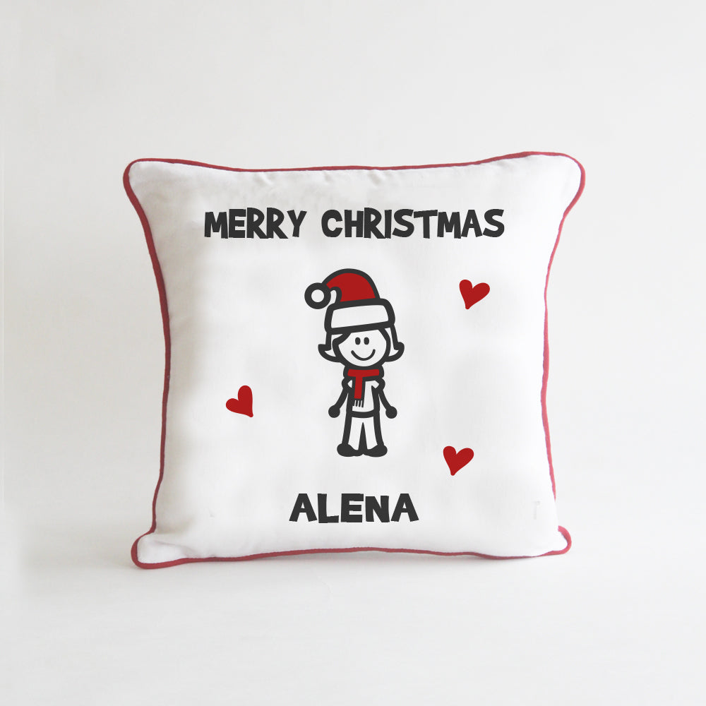 Christmas Stick Figure Cushion - 1 Person/Pet