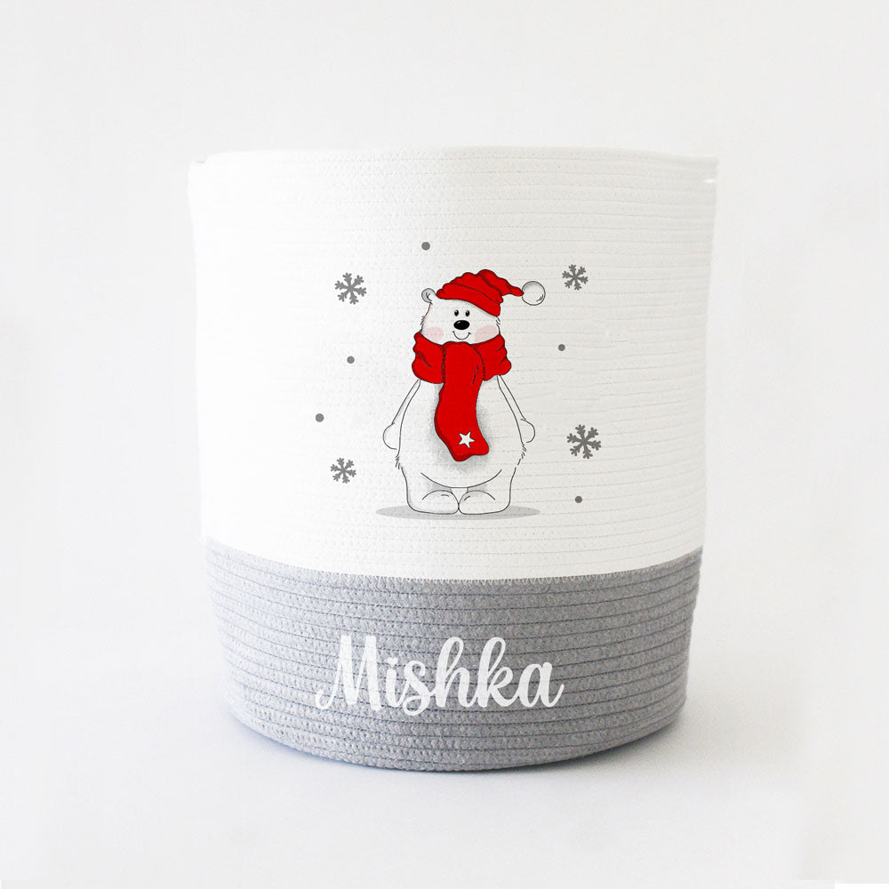 Christmas Basket - Large - Polar Bear - Grey